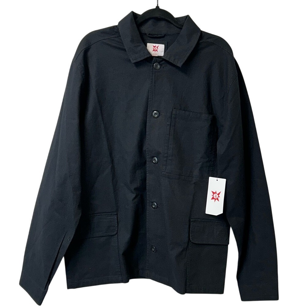 Volcom Black Men's TOKYO TRUE SHIRT JACKET Size XL‎ NWT Button Front Closure